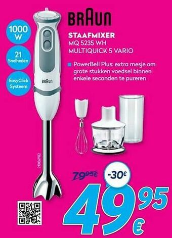 Krëfel Braun staafmixer mq 5235 wh multiquick 5 vario aanbieding