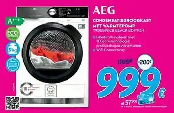 Aeg condensatiedroogkast met warmtepomp t9deb98cb black edition
