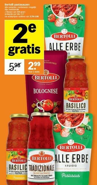 Albert Heijn Bertolli pastasauzen tradizionale aanbieding