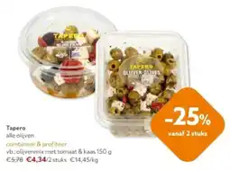 OKay Tapero olijvenmix met tomaat & kaas 150 g aanbieding