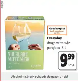 Colruyt Everyday droge witte wijn partybox 3 L aanbieding