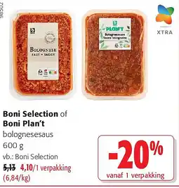 Colruyt Boni Selection of Boni Plan’t bolognesesaus 600 g aanbieding