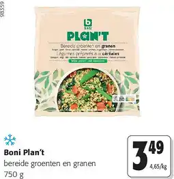 Colruyt Boni Plan’t bereide groenten en granen 750 g aanbieding