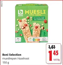 Colruyt Boni Selection mueslirepen Hazelnoot 150 g aanbieding