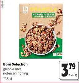 Colruyt Boni Selection granola met noten en honing 750 g aanbieding