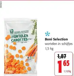 Colruyt Boni Selection wortelen in schijfjes 1,5 k aanbieding