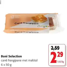 Colruyt Boni Selection carré frangipane met maltitol 6 x 50 g aanbieding