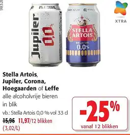 Colruyt Stella Artois, Jupiler, Corona, Hoegaarden of Leffe aanbieding