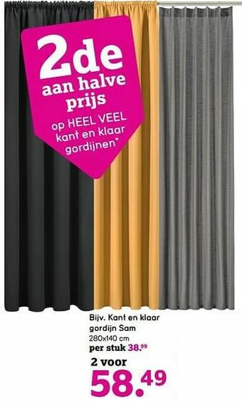Leen Bakker Kant en klaar gordijn sam aanbieding