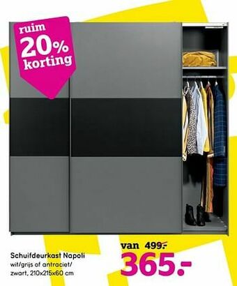 Leen Bakker Schuifdeurkast napoli aanbieding