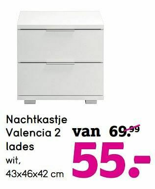 Leen Bakker Nachtkastje valencia 2 lades aanbieding