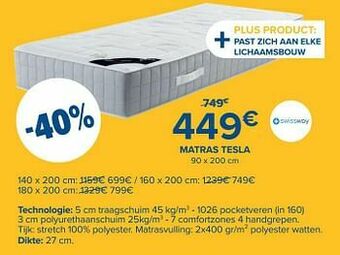 De Matrassenkoning Matras tesla aanbieding