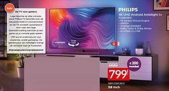 Selexion Philips 4k uhd android ambilight tv 58pus853612 aanbieding