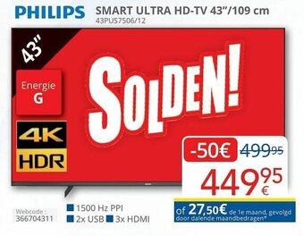 Eldi Philips Smart Ultra HD-TV 43"/109cm aanbieding
