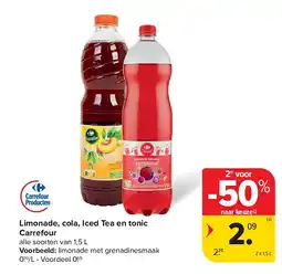 Carrefour Limonade, cola, Iced Tea en tonic Carrefour aanbieding