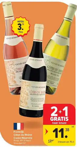 Carrefour Frankrijk Côtes du Rhône Cuvée Réservée aanbieding