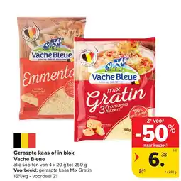 Carrefour Geraspte kaas of in blok Vache Bleue aanbieding