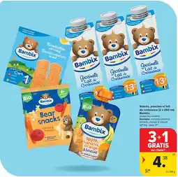 Carrefour Snacks, pouches et lait de croissance (3 x 250 ml) Bambix aanbieding