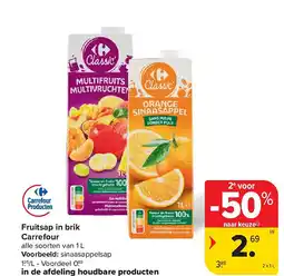 Carrefour Fruitsap in brik Carrefour aanbieding