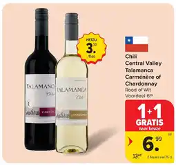 Carrefour Chili Central Valley Talamanca Carménère of Chardonnay aanbieding