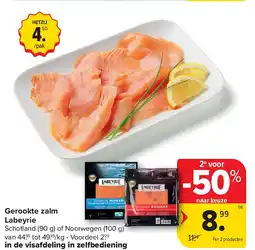 Carrefour Gerookte zalm Labeyrie aanbieding