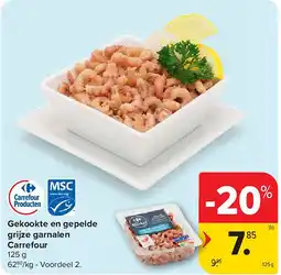 Carrefour Gekookte en gepelde grijze garnalen Carrefour aanbieding