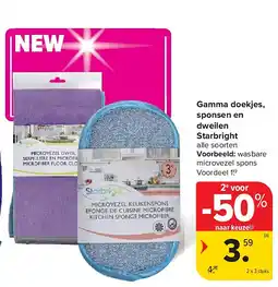 Carrefour Gamma doekjes, sponsen en dweilen Starbright aanbieding