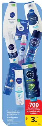 Carrefour Gamma douchegel, deodorant, shampoo, stylingproducten en handcrème Nivea, Nivea Men en Labello aanbieding
