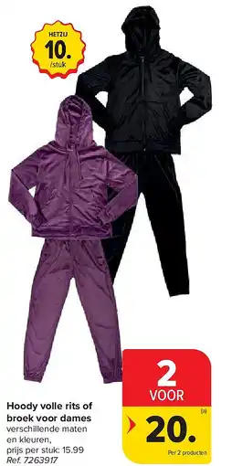 Carrefour Hoody volle rits of broek voor dames aanbieding