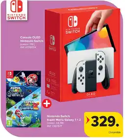 Carrefour Console OLED Nintendo Switch + Nintendo Switch Super Mario Galaxy 1 + 2 aanbieding