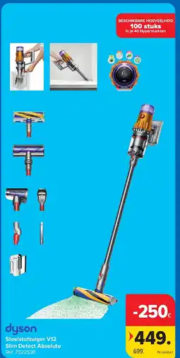 Carrefour Steelstofzuiger V12 Slim Detect Absolute aanbieding