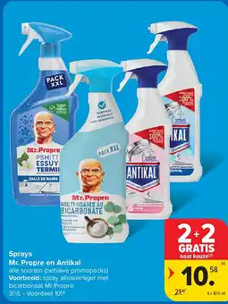 Carrefour Sprays Mr. Propre en Antikal aanbieding