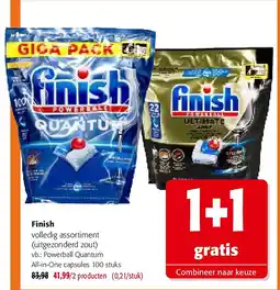 Colruyt Finish Powerball Quantum All-in-One capsules 100 stuks aanbieding
