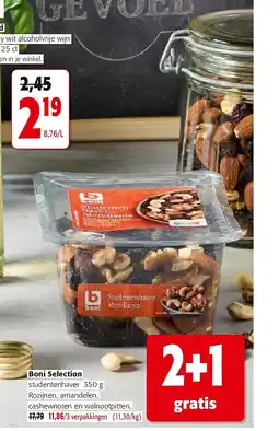 Colruyt Boni Selection studentenhaver 350 g Rozijnen, amandelen, cashewnoten en walnootpitten aanbieding