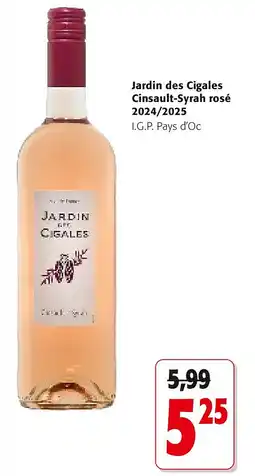 Colruyt Jardin des Cigales Cinsault-Syrah rosé 2024/2025 aanbieding