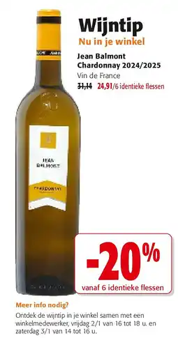 Colruyt Jean Balmont Chardonnay 2024/2025 aanbieding