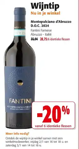 Colruyt Montepulciano d’Abruzzo D.O.C. 2024 aanbieding