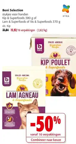 Colruyt Boni Selection stukjes voor honden Kip & Superfoods 380 g aanbieding