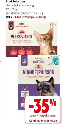 Colruyt Boni Selection alle natte kattenvoeding 12 x 85 g aanbieding