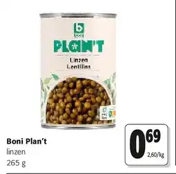 Colruyt Boni Plan't linzen 265 g aanbieding