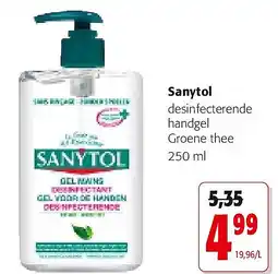 Colruyt Sanytol desinfecterende handgel Groene thee 250 ml aanbieding