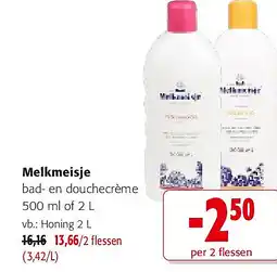 Colruyt Melkmeisje bad- en douchecrème 500 ml of 2 L aanbieding