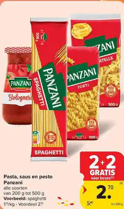 Carrefour Pasta, saus en pesto Panzani aanbieding