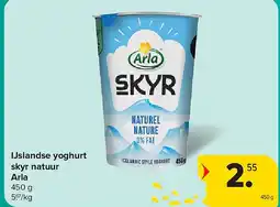 Carrefour IJslandse yoghurt skyr natuur Arla aanbieding