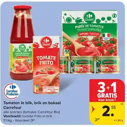Carrefour Tomaten in blik, brik en bokaal Carrefour aanbieding