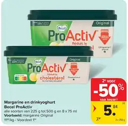 Carrefour Margarine en drinkyoghurt Becel ProActiv aanbieding
