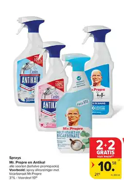 Carrefour Sprays Mr. Propre en Antikal aanbieding