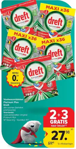 Carrefour Vaatwasmiddelen Platinum Plus Dreft aanbieding