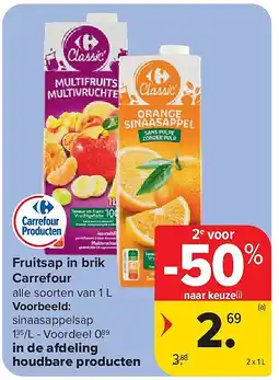 Carrefour Fruitsap in brik Carrefour aanbieding