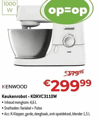 Exellent Kenwood Keukenrobot - KDKVC3110W aanbieding
